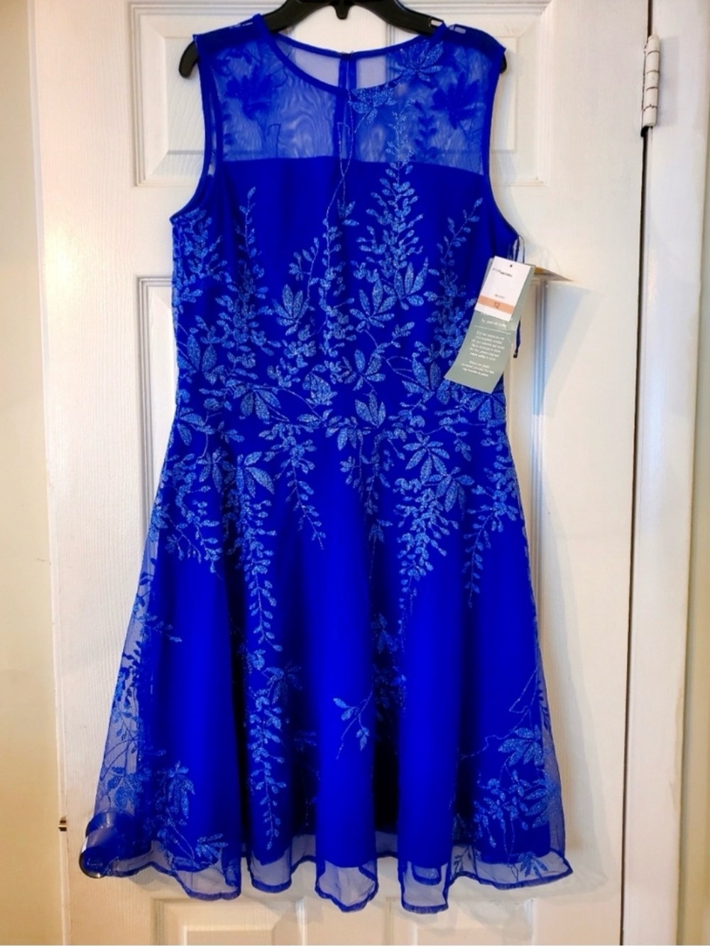 Sleeveless Embroidered Midi Dress in Royal Blue